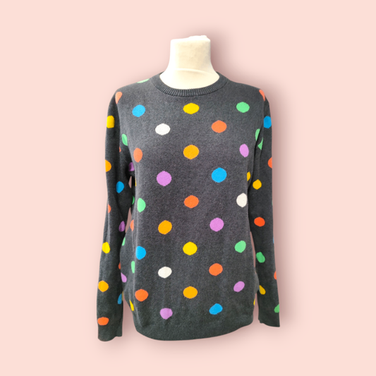 Happy Socks Pullover S Grau mit bunten Punkten