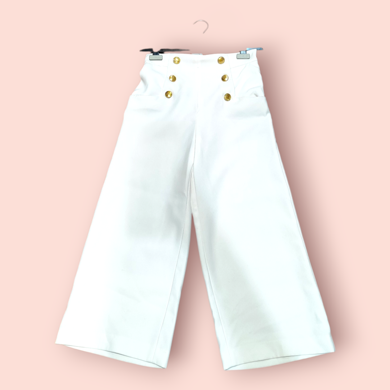 Zara Hose M Weiß mit Goldknöpfen