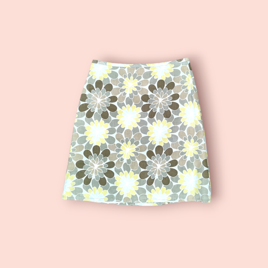 H&M Leinen-Rock 38 mit Blumenmuster