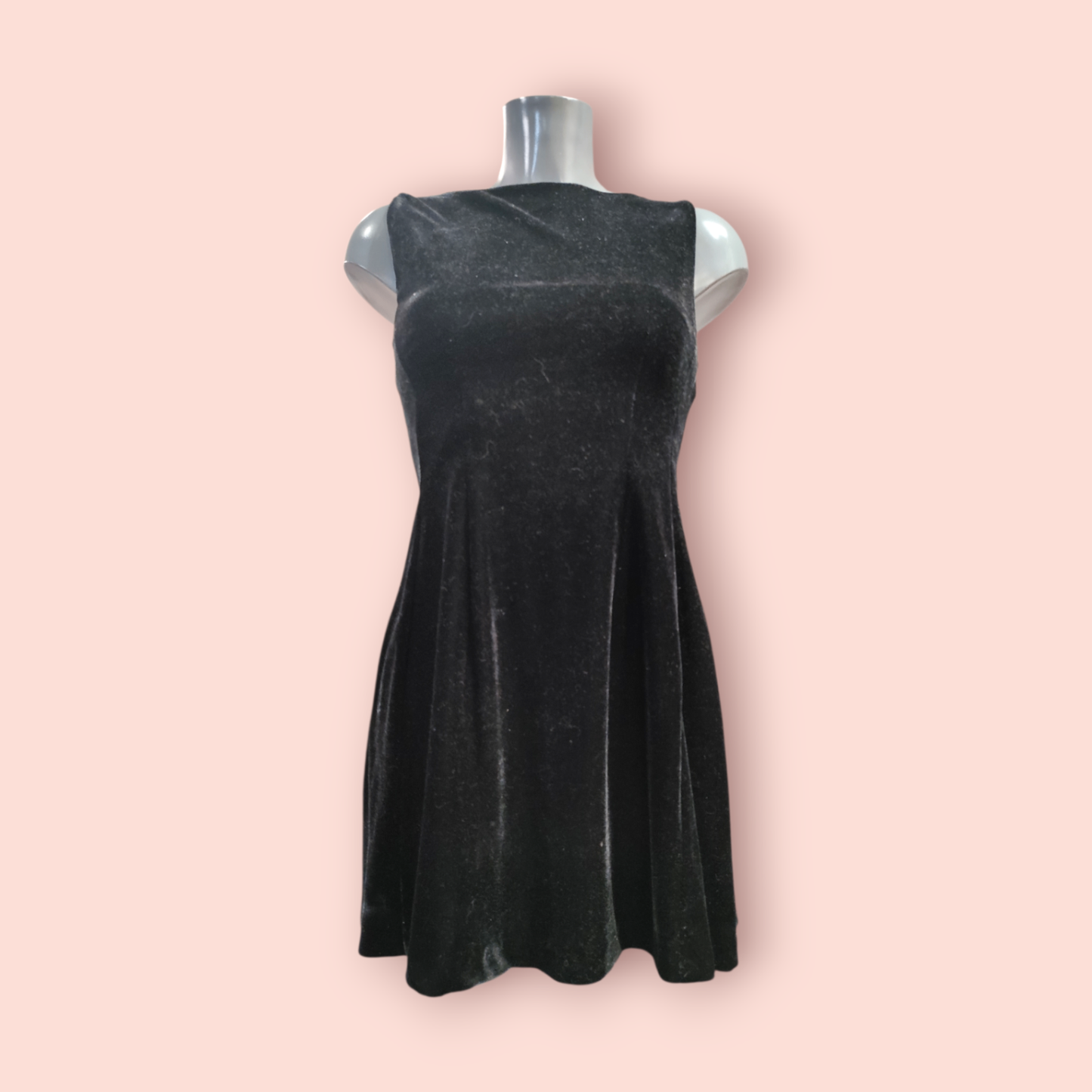 Mango Kleid S Schwarz Samt-Optik