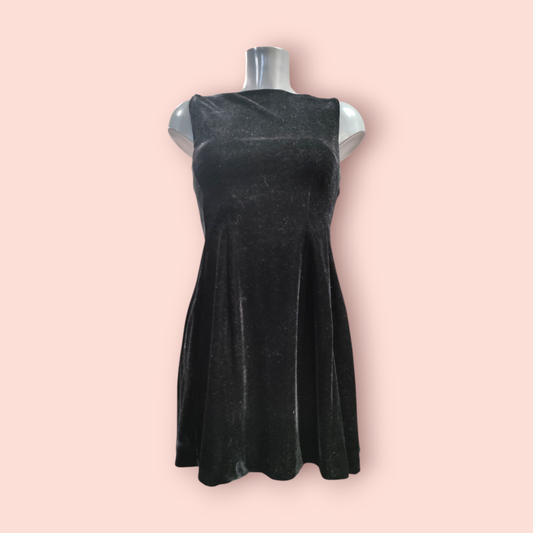 Mango Kleid S Schwarz Samt-Optik