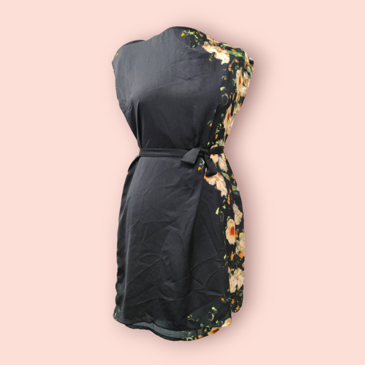 Anna Field Kleid XS Schwarz mit buntem Blumenprint