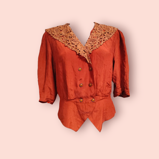 Vintage Reis Bluse Rot