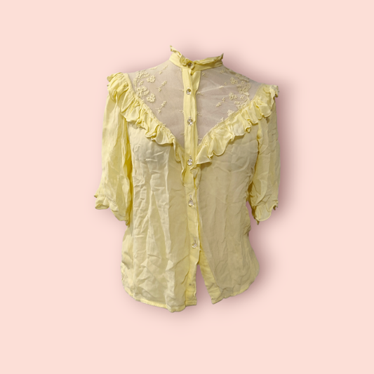 Bluse mit Spitze Gelb