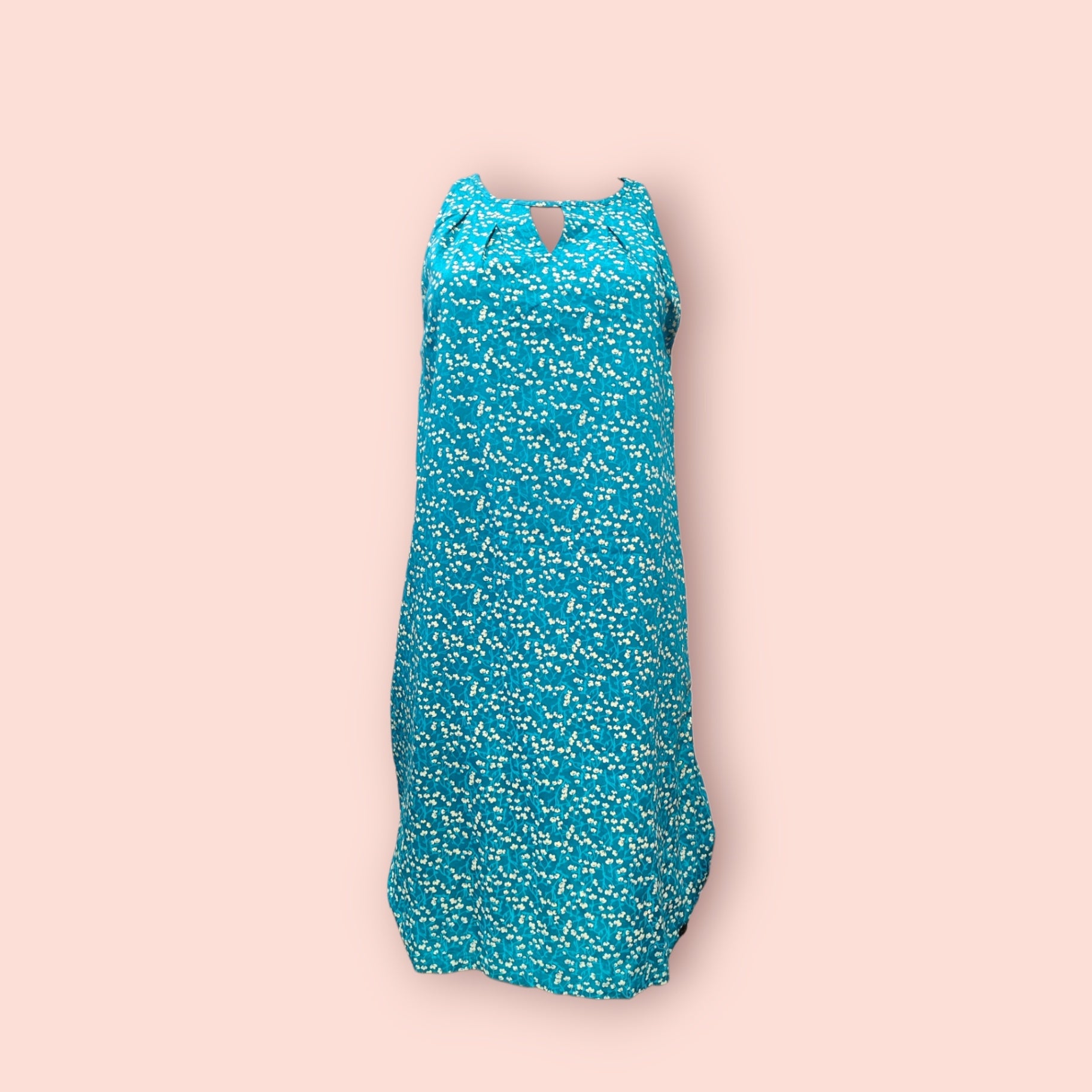 Tranquillo Kleid S Türkis mit beigen Blumen