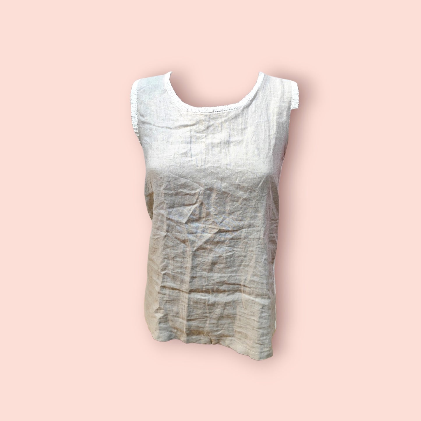 Trägertop M Leinen Beige mit Strick-Rückseite