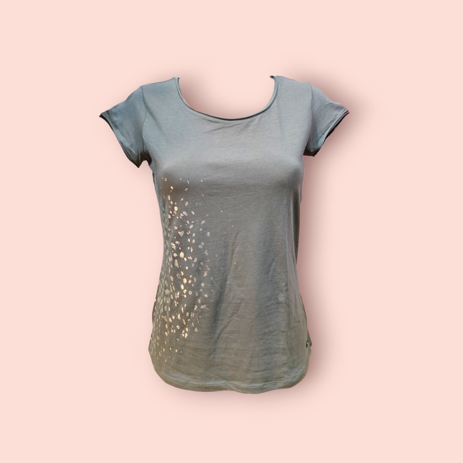 T-Shirt S/M Grau mit Silber Glitzer Akzenten