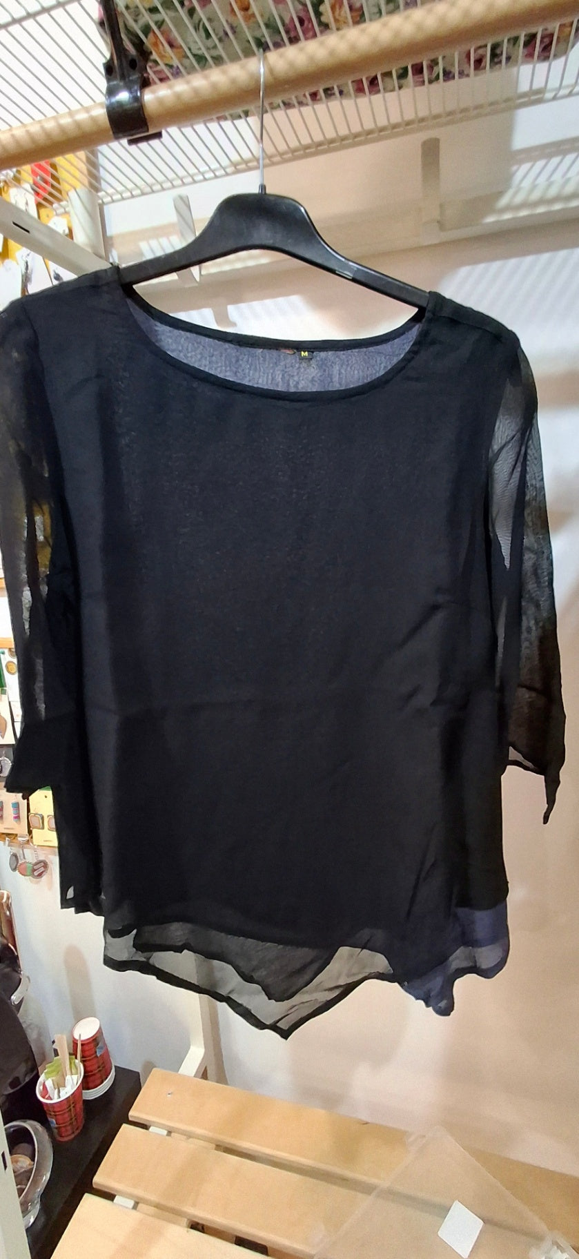 Chiffon Bluse Xl Weiß, schwarz