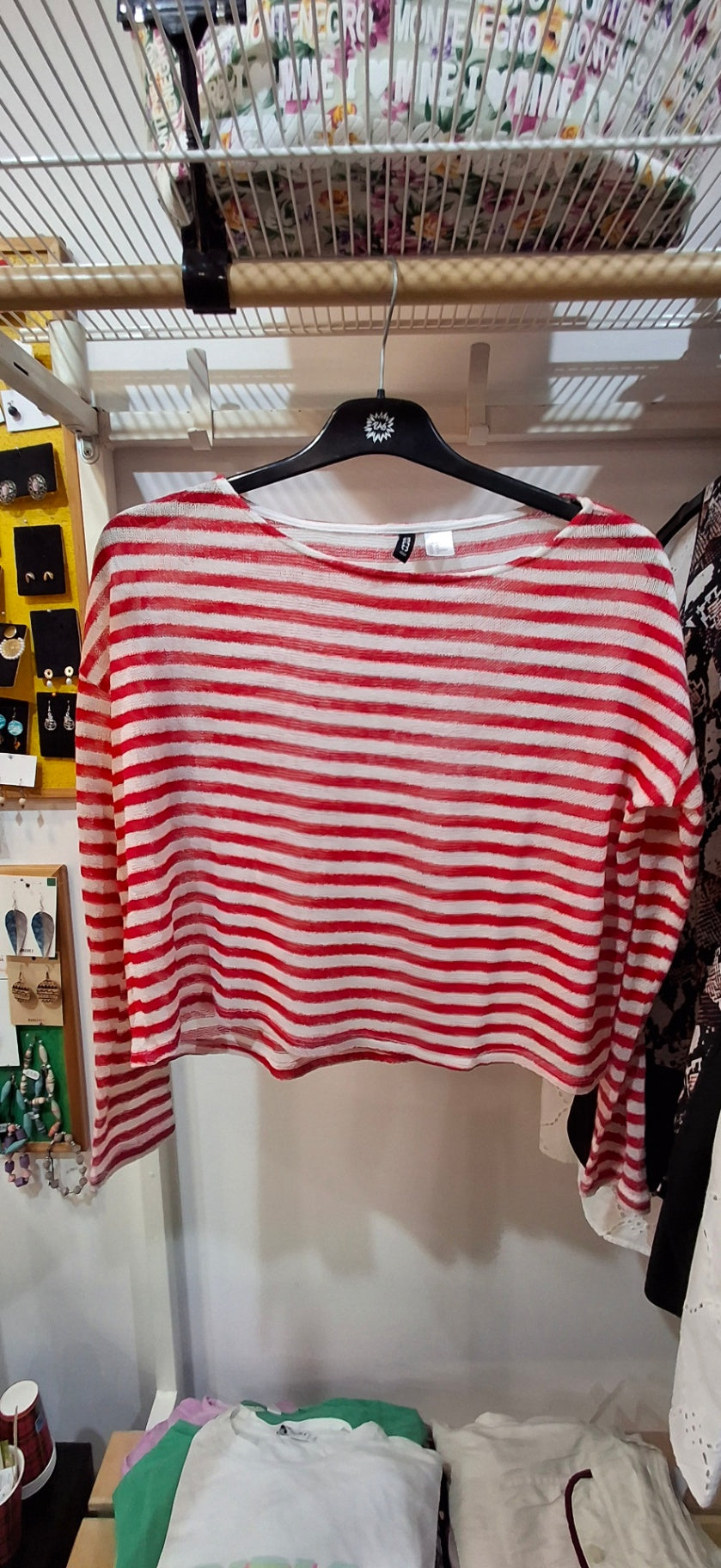 H&M Pulli M Rot, Weiß