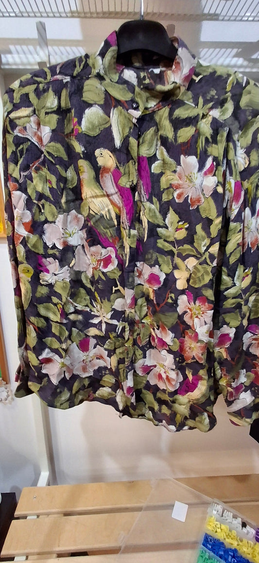 Vintage, bluse M Multicolor vintage , mit Blumenmuster aus Rosa, Weiß, Grün, Gelb, Orange)