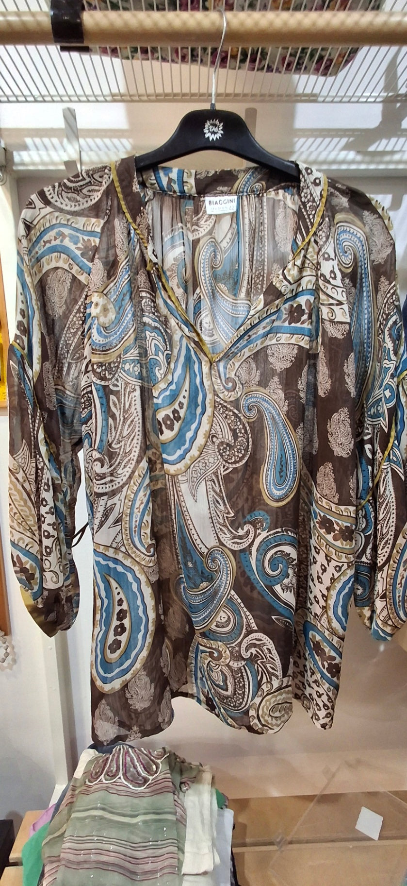 Biaggini Bluse L Mehrfarbig (Braun, Blau, Beige)