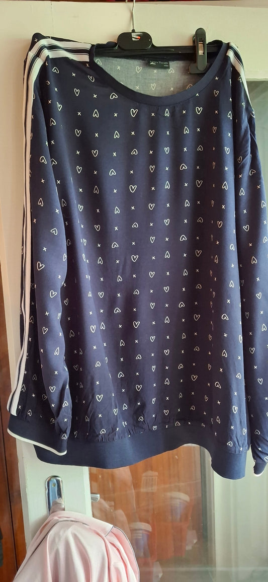 NieR Torelli Pullover M Dunkelblau mit weißen Herzen und Linien
