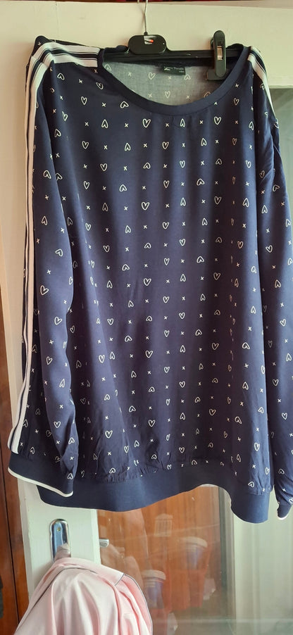 NieR Torelli Pullover M Dunkelblau mit weißen Herzen und Linien