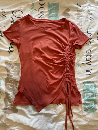 Made in Italy T-Shirt S Koralle mit Raffung