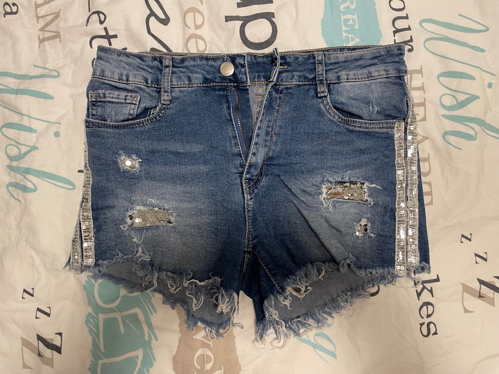 Shorts/Hotpans mit Glitzer M-L Blau