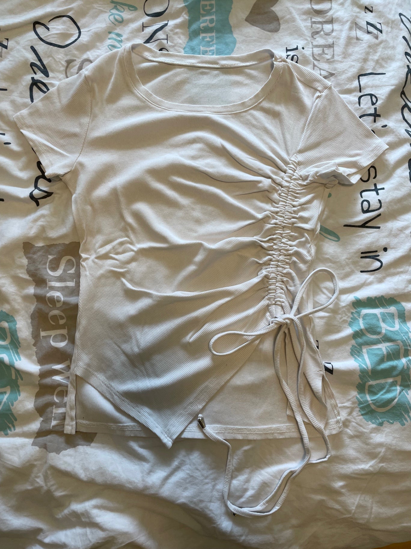 Made in Italy T-Shirt S Weiß mit Raffung