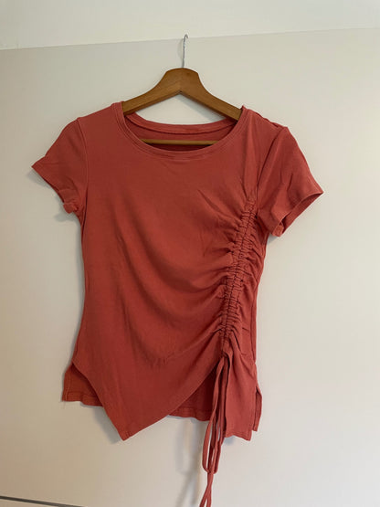 Made in Italy T-Shirt S Koralle mit Raffung