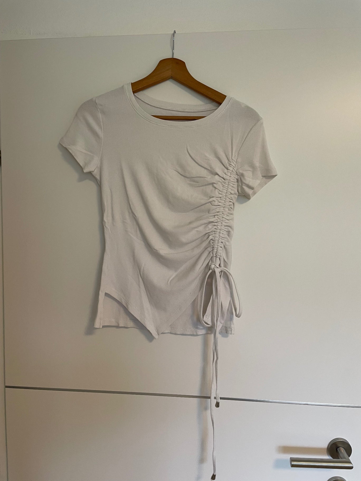 Made in Italy T-Shirt S Weiß mit Raffung
