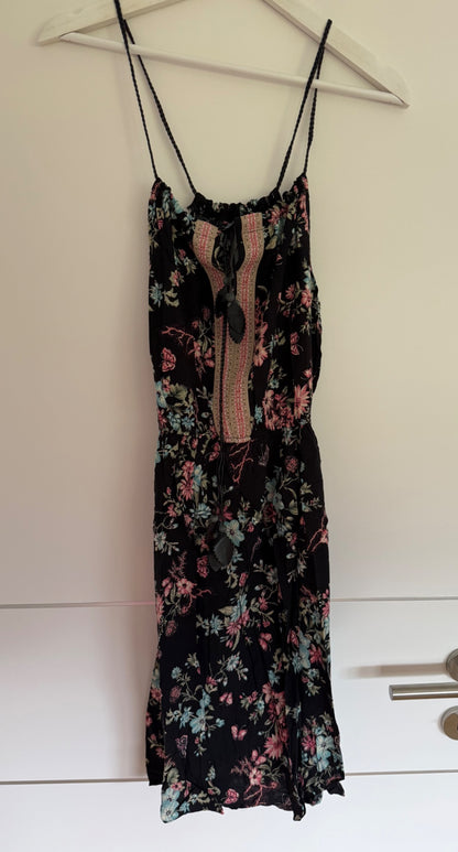 Colloseum Trägerkleid S Schwarz mit buntem Blumenmuster