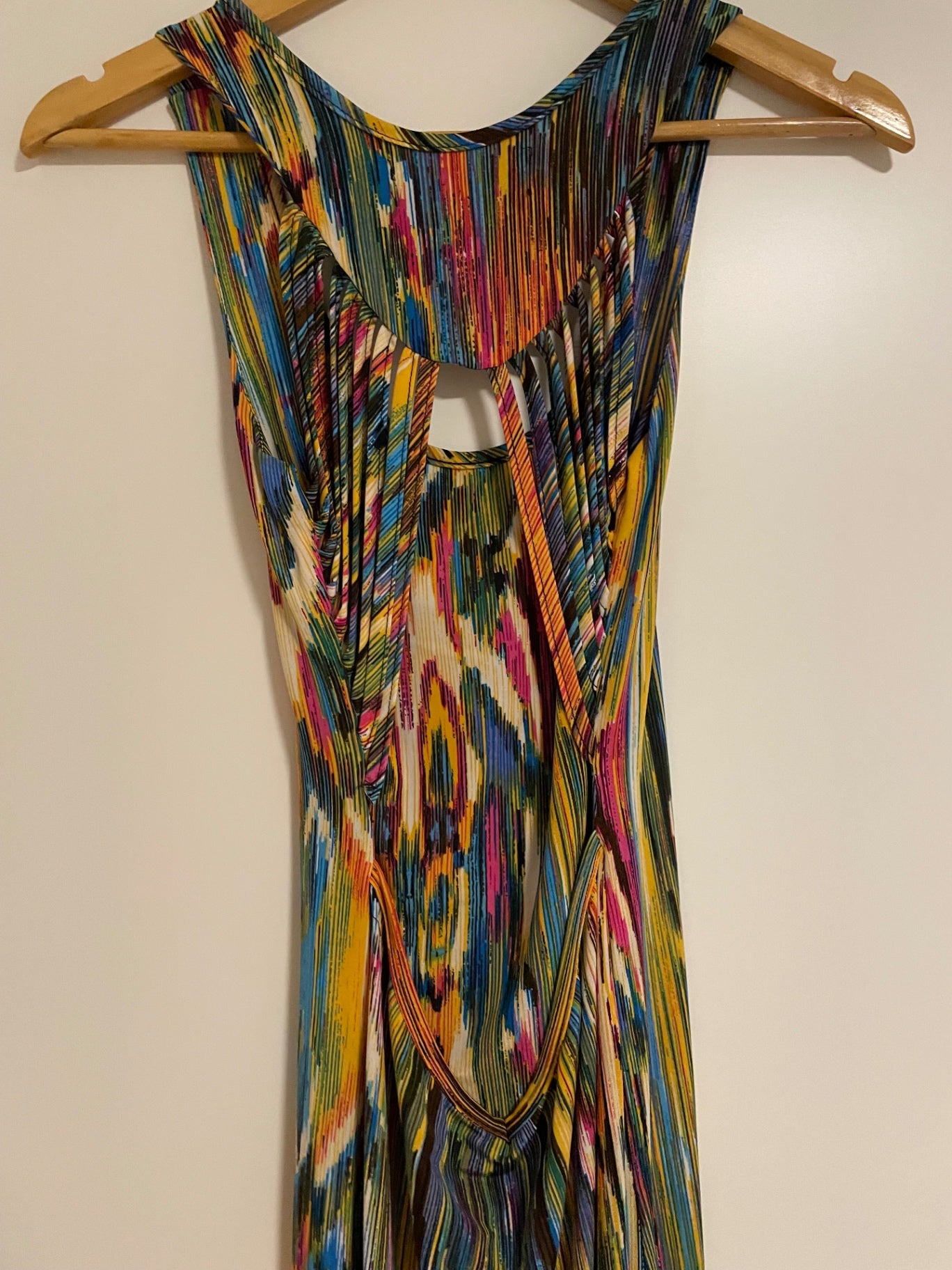 lange Maxikleid M Bunt mit multicolorigem Muster