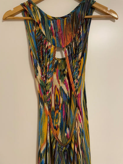 lange Maxikleid M Bunt mit multicolorigem Muster
