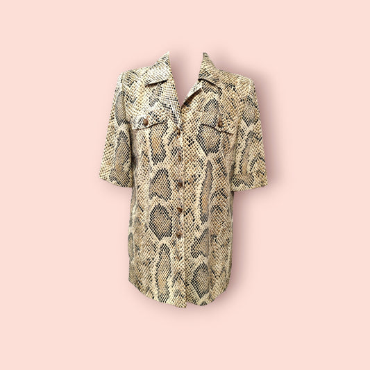 Basler Hemd-Rock Kombi M Beige mit Schlangenledermuster