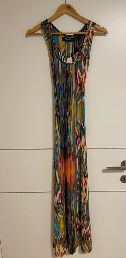 lange Maxikleid M Bunt mit multicolorigem Muster
