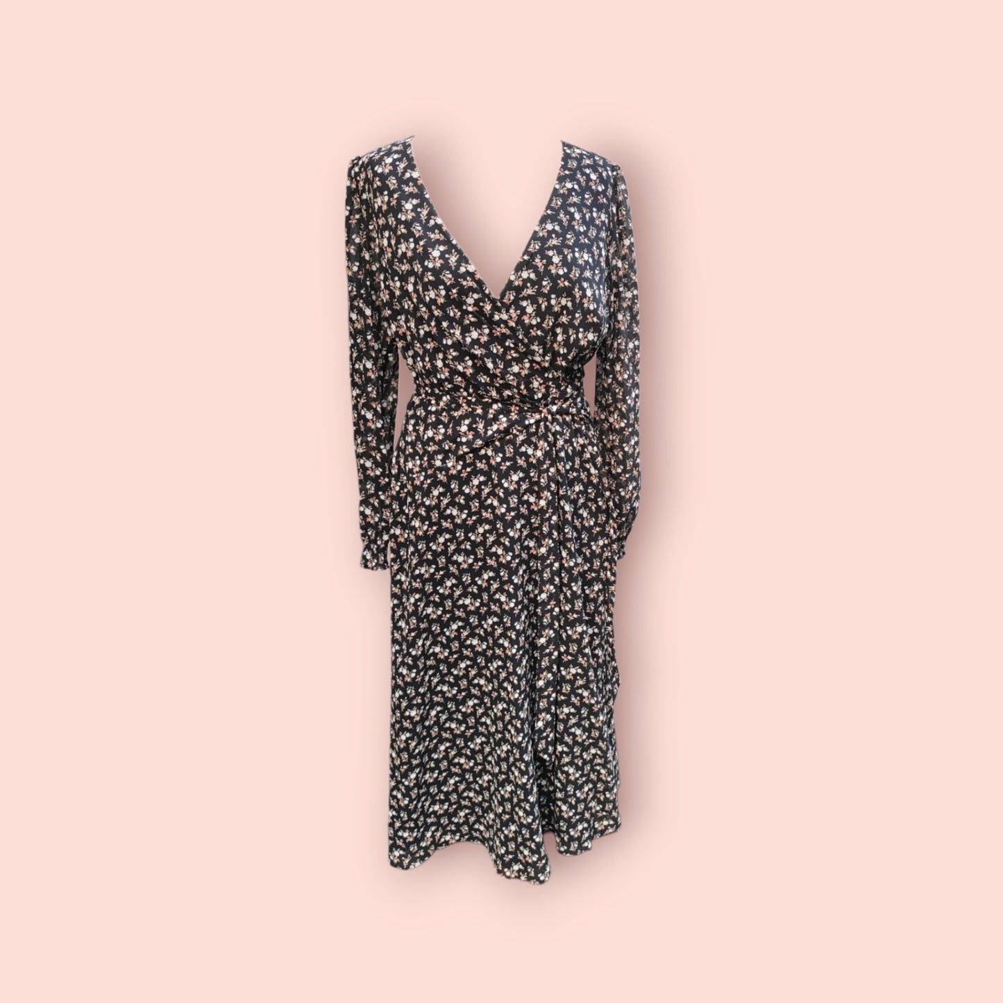 Ralph Lauren Kleid L Schwarz mit Blumenmuster