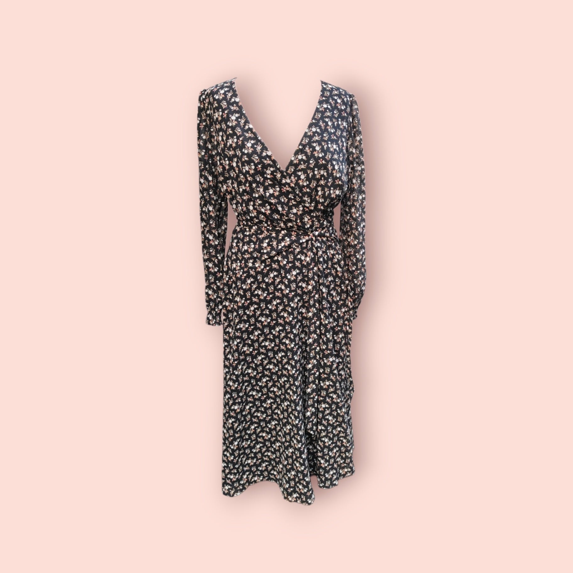 Ralph Lauren Kleid L Schwarz mit Blumenmuster