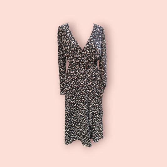 Ralph Lauren Kleid L Schwarz mit Blumenmuster