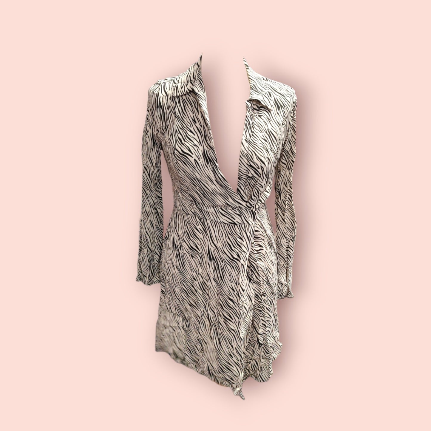 Mango Kleid S Beige und Schwarz
