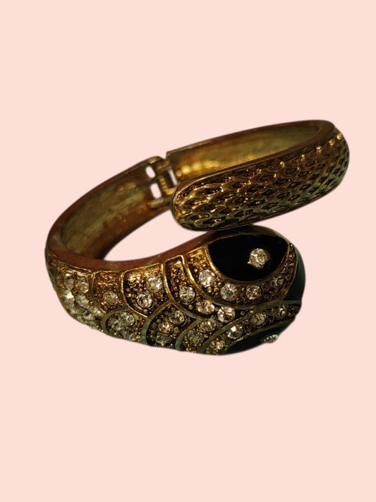Armreif mit Schlangenmotiv Schwarz und Gold