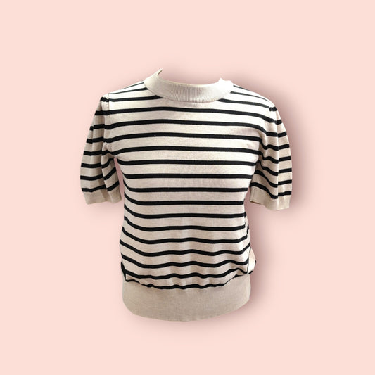 Saint Tropez T-Shirt S Beige/Schwarz gestreift