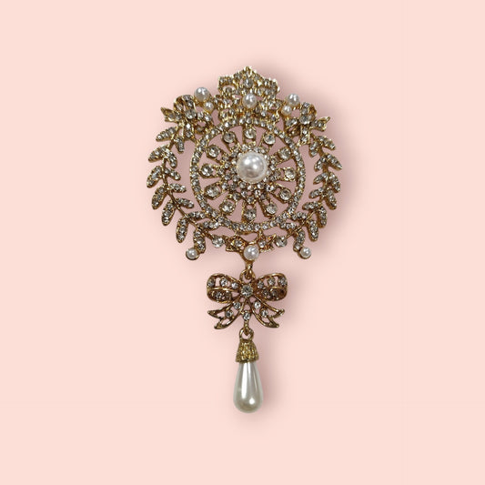 Vintage Brosche Gold und Weiß