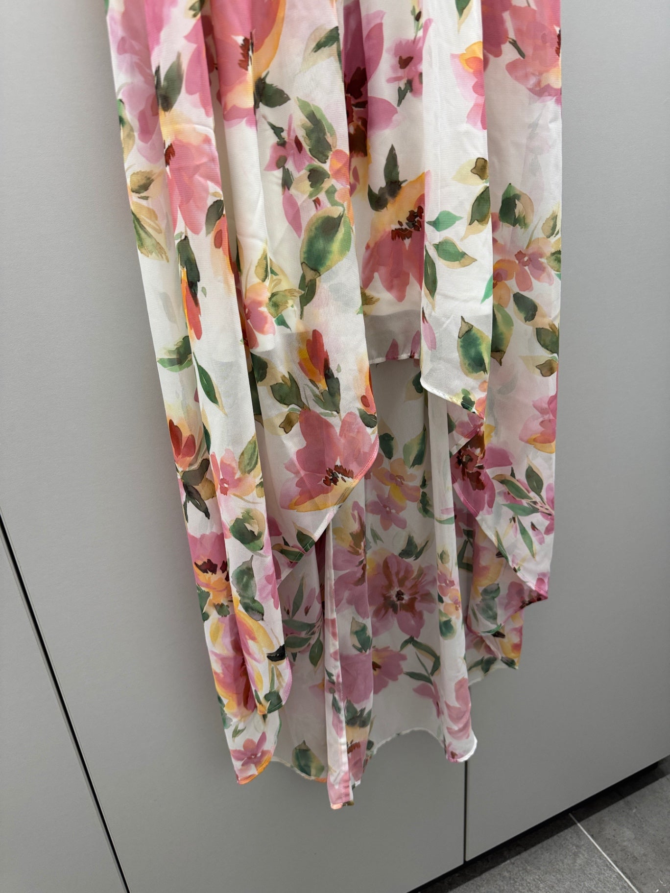 Jake*s Kleid 36 Weiß mit buntem Blumenmuster in Pink, Orange, Grün