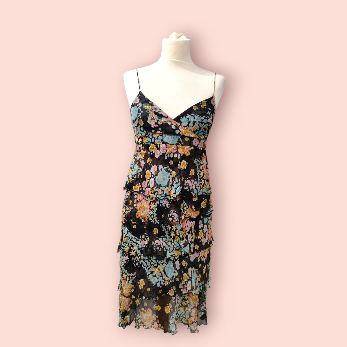 MNG Kleid M Schwarz, Bunt