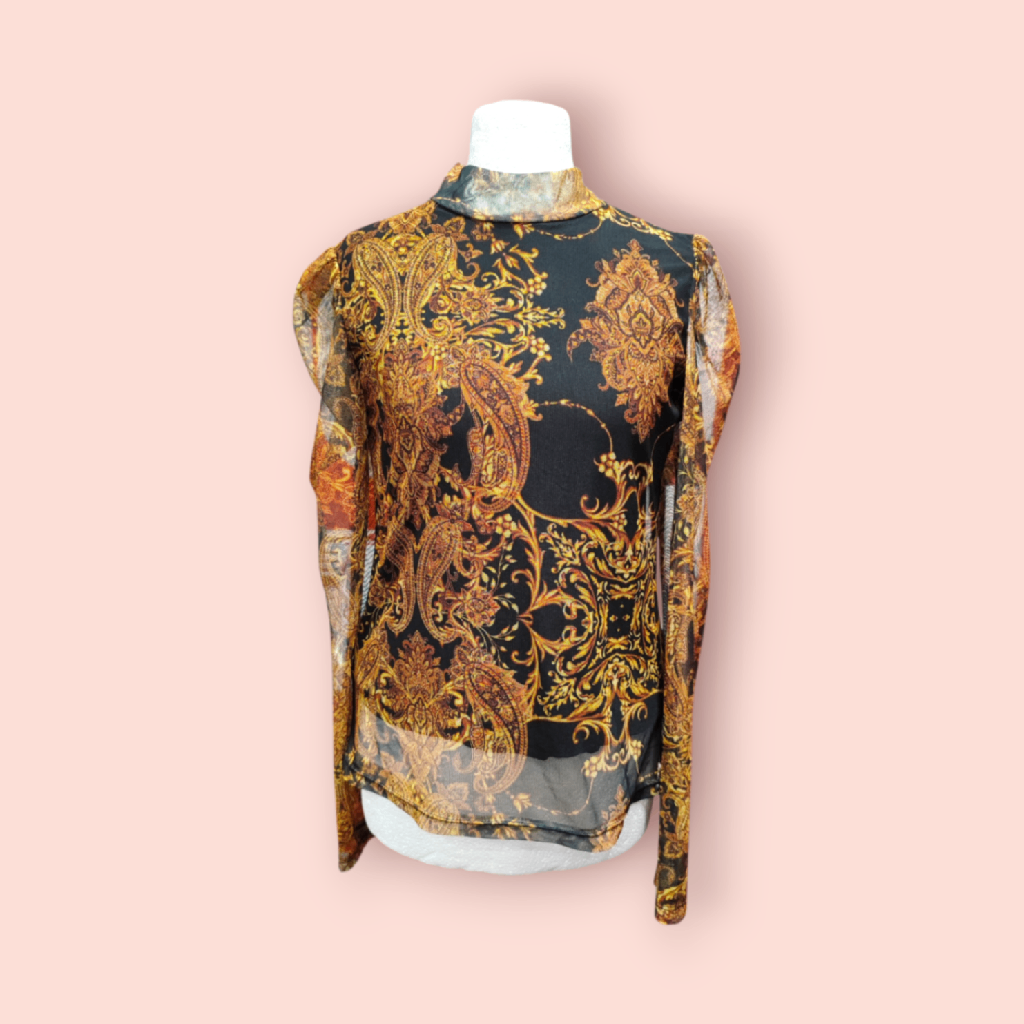 Langarmshirt Schwarz und Gold