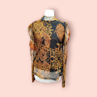 Langarmshirt Schwarz und Gold