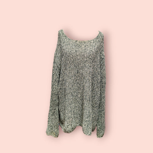 SARAH LOOM Pullover Grün und Weiß