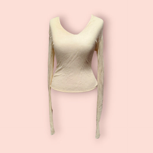 Zara Langarmshirt M Creme