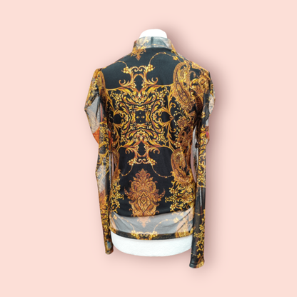 Langarmshirt Schwarz und Gold