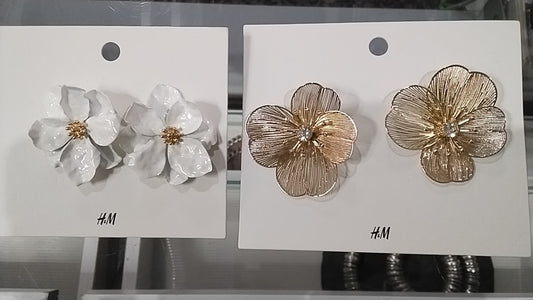 H&M Ohrringe Gold und Weiß