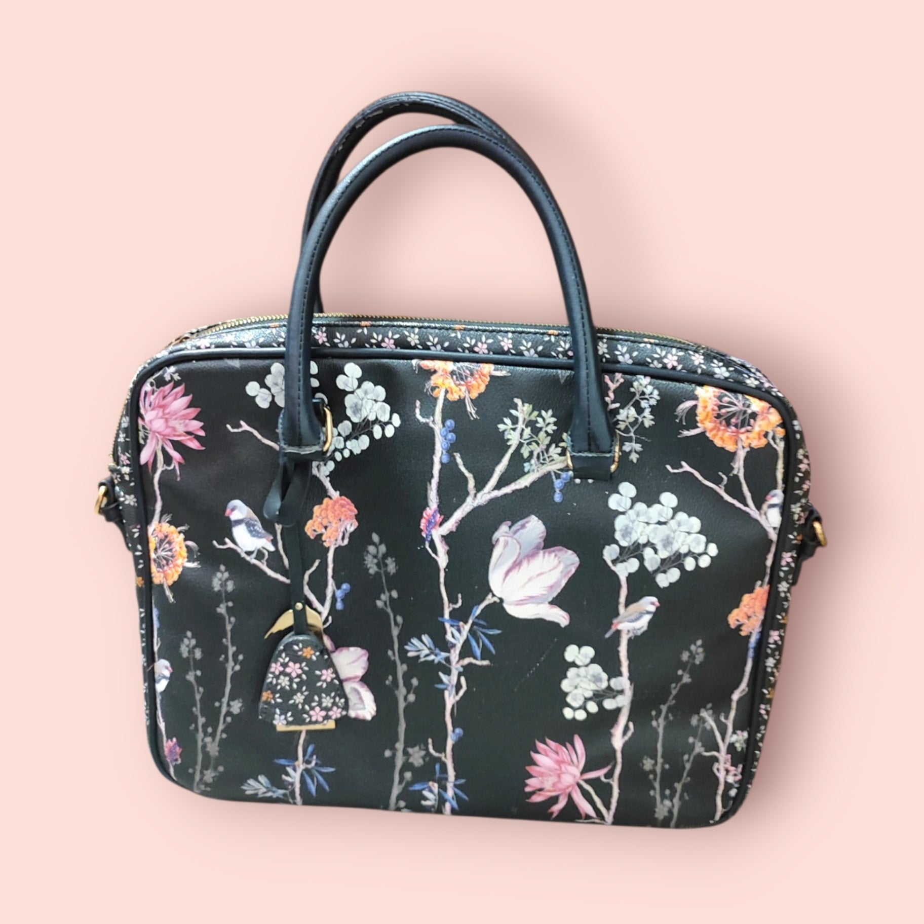 Parfois Tasche Schwarz mit Blumenmuster