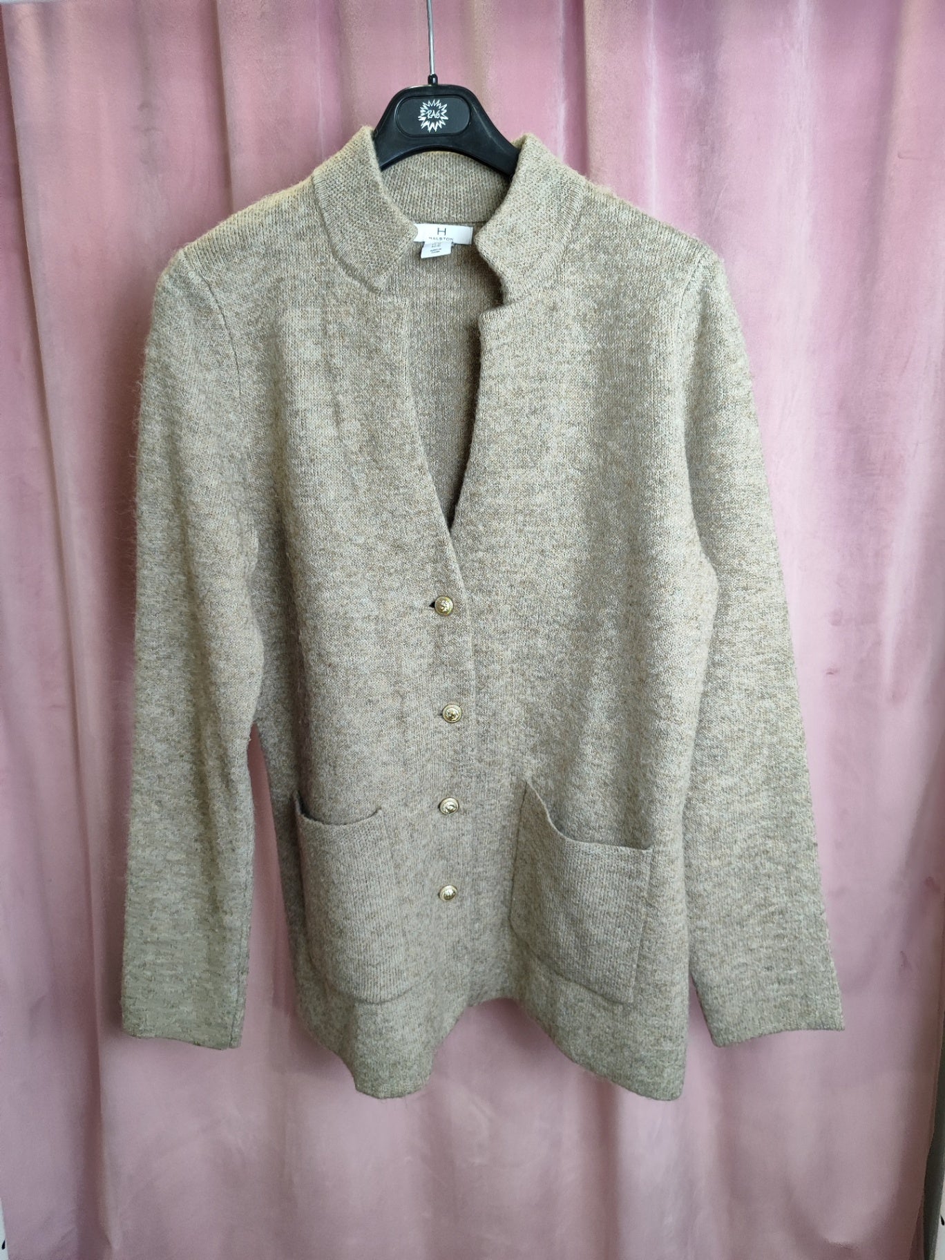 Halston Cardigan XL Beige / Dunkelblau