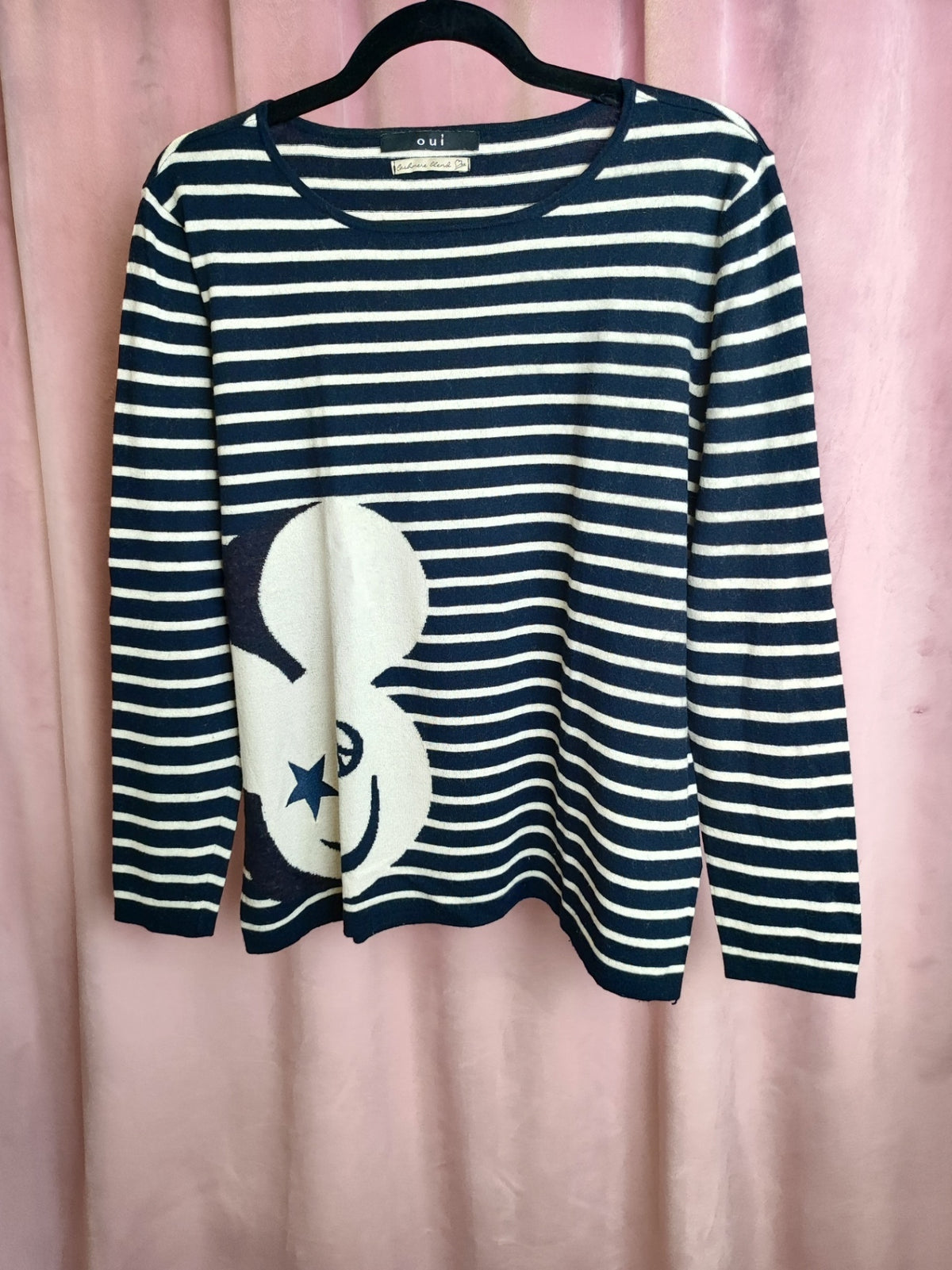 oui Pullover Marineblau und Weiß