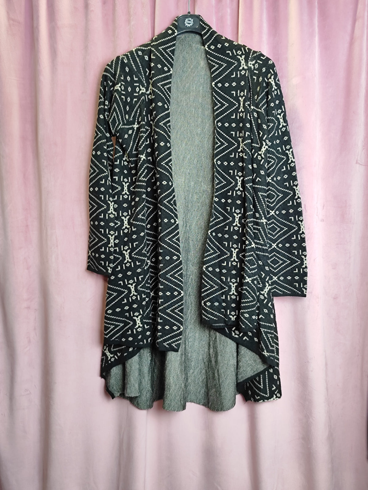 Bershka Mantel L Schwarz, Grau, Weiß