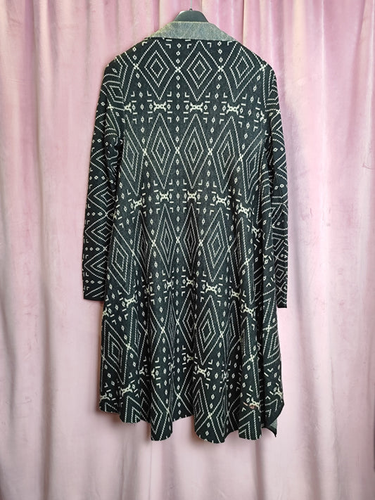 Bershka Mantel L Schwarz, Grau, Weiß
