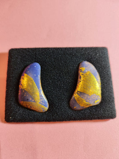 Ohrclips Orange/Lila mit Gold