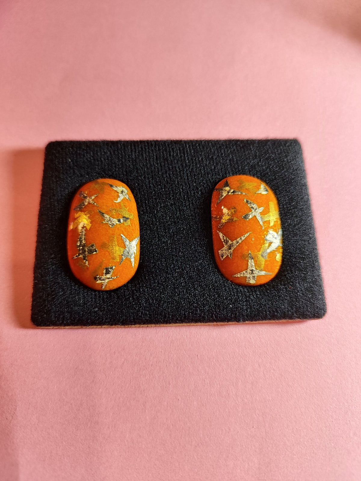 Ohrclips Orange/Lila mit Gold