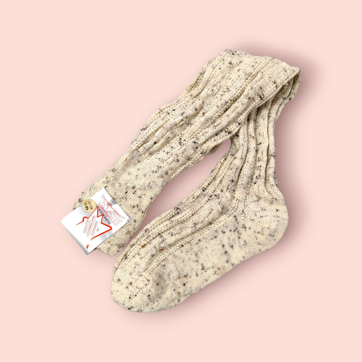 Lusana Socken 42-43 Beige mit braun